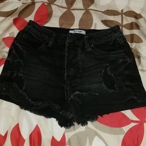 Women's black denim shorts